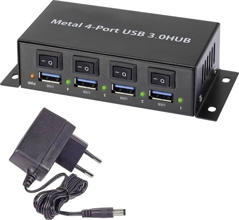 Renkforce USB 3.2 Gen 1 Hub - 4 Poorten - Metalen Behuizing - Zwart