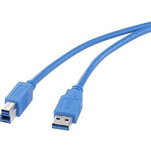 Renkforce USB-kabel USB 3.2 Gen1 (USB 3.0 / USB 3.1 Gen1) USB-A stekker, USB-B stekker 0.50 m Blauw Vergulde steekconta