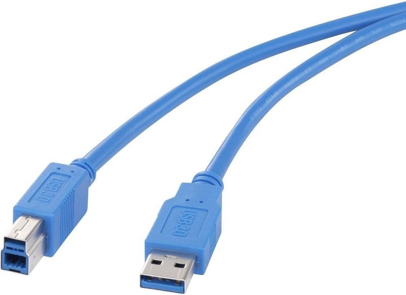 Renkforce - USB-kabel - USB 3.2 Gen1 - USB-A naar USB-B - 50 cm - Blauw