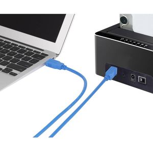 Renkforce USB-kabel USB 3.2 Gen1 (USB 3.0 / USB 3.1 Gen1) USB-A stekker, USB-B stekker 1.80 m Blauw Vergulde steekconta