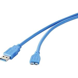 Renkforce USB 3.2 Gen 1 (USB 3.0) 0.30 m Blauw Vergulde steekcontacten [1x USB 3.2 Gen 1 stekker A (USB 3.0) - 1x Micro-USB 3.2 Gen 1 B stekker (USB 3.0)]
