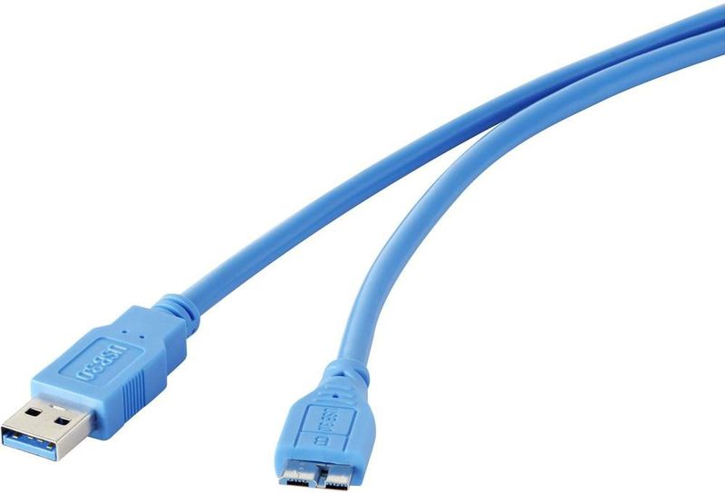 Renkforce - USB 3.2 Gen 1 - Aansluitkabel - Blauw - 1.00 m, Vergulde Steekcontacten