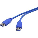 Renkforce USB 3.2 Gen 1 (USB 3.0) 1.00 m Blauw Vergulde steekcontacten [1x USB 3.2 Gen 1 stekker A (USB 3.0) - 1x USB 3