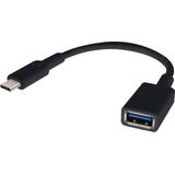 Renkforce USB-kabel USB 3.2 Gen1 (USB 3.0 / USB 3.1 Gen1) USB-C stekker, USB-A bus 0.15 m Zwart Met OTG-functie, Vergulde steekcontacten RF-4455819