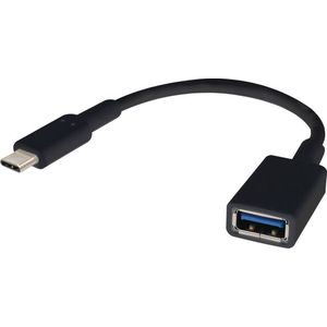 Renkforce USB-kabel USB 3.2 Gen1 (USB 3.0 / USB 3.1 Gen1) USB-C stekker, USB-A bus 0.15 m Zwart Met OTG-functie, Vergul