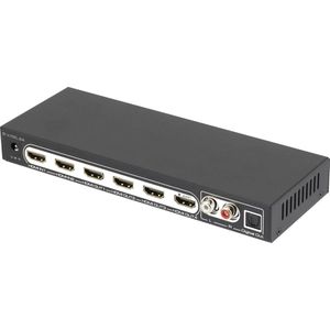 SpeaKa Professional - 4 Poorten - HDMI-splitter - Zwart - 3840 x 2160 Pixel, Met Audiopoorten, Met Afstandsbediening
