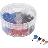 TRU COMPONENTS 739884 Assortiment dubbele adereindhulzen 0.75 mm², 1 mm², 1.5 mm², 2.5 mm² Deels geïsoleerd Grijs, Rood