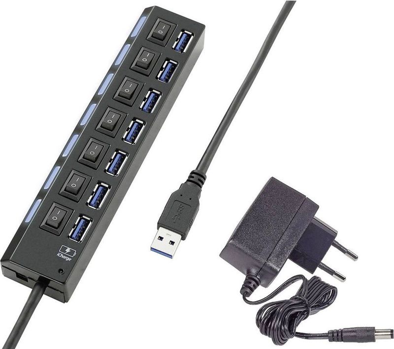 Renkforce USB 3.2 Gen 1 Hub - 7 Poorten - Zwart