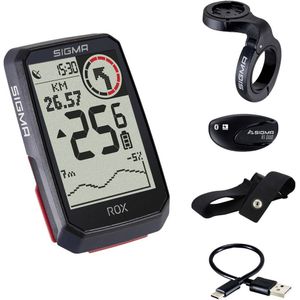 GPS Fietscomputer Sigma ROX GPS HR set met overclamp Butler stuurhouder zwart