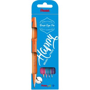 Pentel SES15C Brush-Pen farbsortiert, 4 Pack
