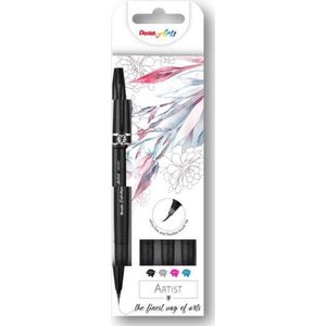 Pentel - Brush Sign Artist Pen - 4 Kleuren Z/R/G/LB