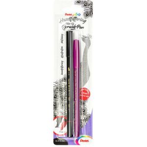 Pentel XSFW34/1-A Twin Tip Brushpen, brede punt + dunne punt, licht flexibel, zwart