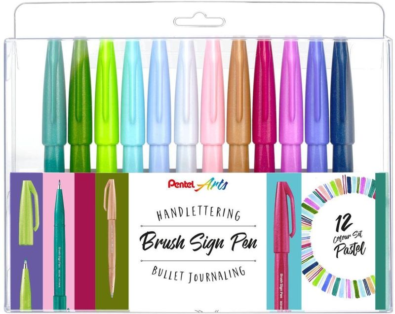 Pentel Pastel SES15C-12 Brush-Pen-Set farbsortiert, 12 St.
