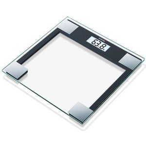 KORONA Personenwaage GABRIELA 76754, 150 kg digitale Waage mit LCD-Display, Glas, Schwarz/Silber