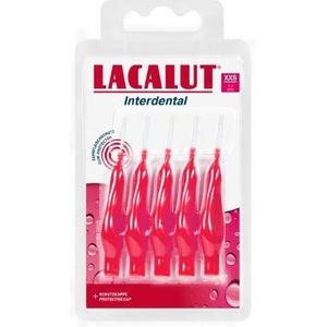 LACALUT Lot de 5 brossettes dentaires avec protège-brosse dentaire, couleur rose, massage doux des gencives sensibles, utile contre la plaque, les caries et la mauvaise haleine