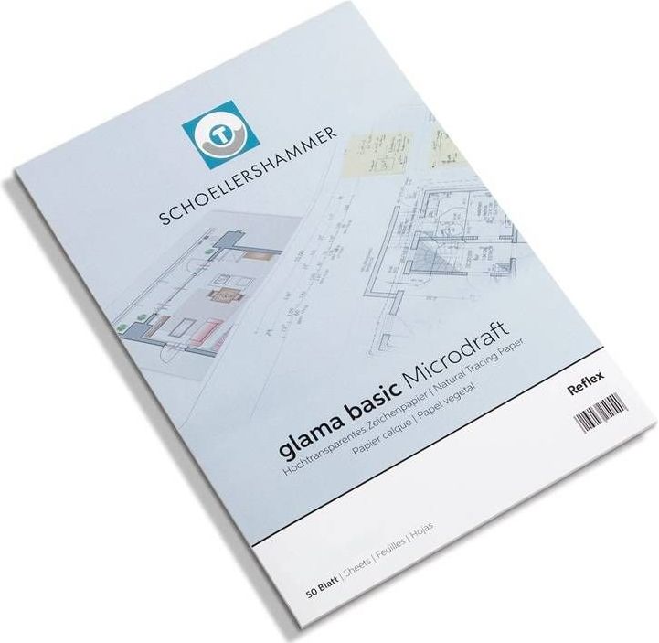 Honsell 25503 Schoellershammer Glama Microdraft blok 50 vellen A3 110-115 g/m² voor technische tekeningen, potloodschetsen, vilt, inkt
