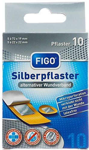 Figo® | 10 pleisters strips | zilver wondpleister | twee verschillende maten | anti-bacterieel | multipack