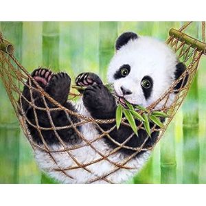 Pracht Creatives Hobby Diamond Painting Set, afbeelding met motief Panda en toebehoren, formaat ca. 35 x 25 cm, knutselset om te beschilderen met glittersteentjes voor kinderen vanaf 5 jaar