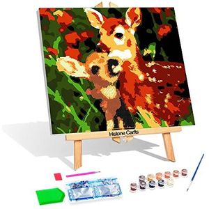 Diamond Painting & Painting by Numbers, 2 in 1 set motief hert, knutselset om te schilderen met acrylverf en glittersteentjes voor kinderen vanaf 8 jaar