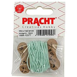 Pracht Creatives Hobby 1694-10377 Micro macramé polyester gewaxt 1 mm mintgroen lengte ca. 10 m ideaal voor knutselprojecten, sieraden maken en decoreren