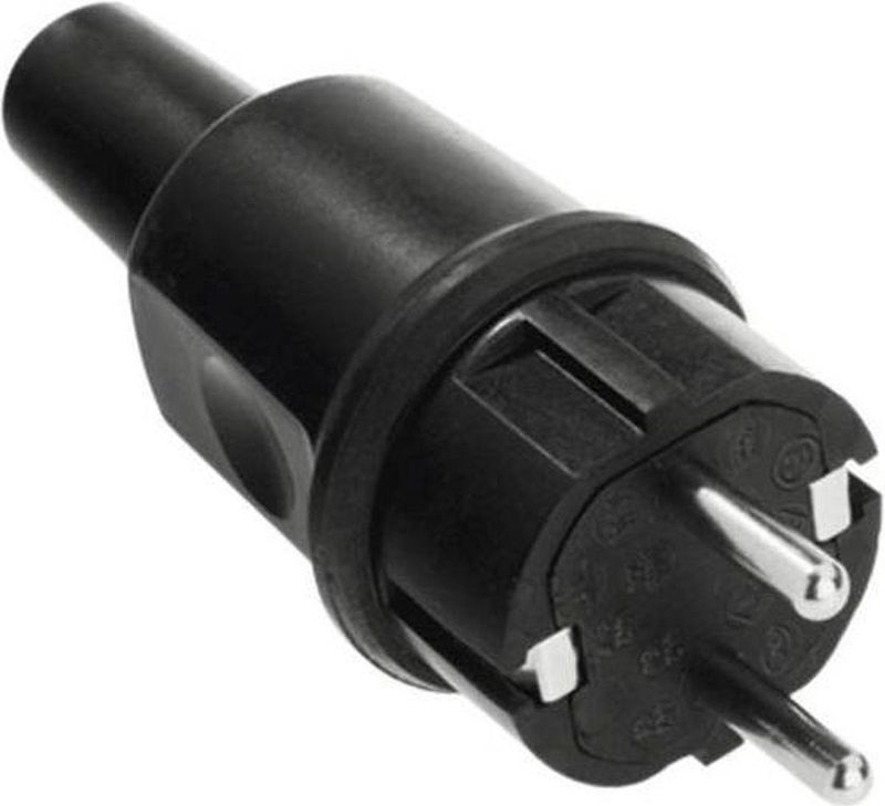 Connector - Zwart - Rubber - Schuko CEE 7/4 - IP44