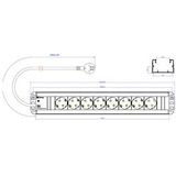 Stekkerdoos - Zwart - 8-voudig - 16A/3680W - 2,0m Kabel