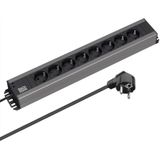 Stekkerdoos - Zwart - 8-voudig - 16A/3680W - 2,0m Kabel