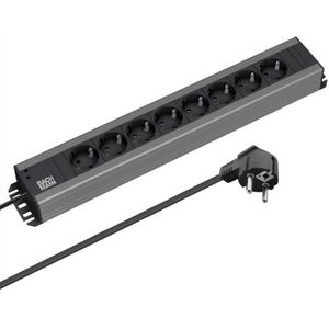 Bachmann 19 inch 8-voudige stekkerdoos schuko Zwart 2 meter