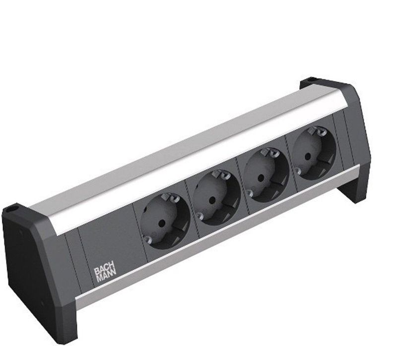 BACHMANN - DESK 1 - Bureauaansluitpanelen - Zwart - 4 Wandcontactdozen