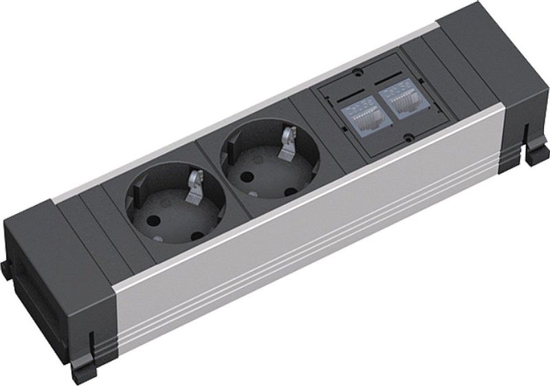 Bachmann Power Frame Klein - 2x Schuko - 2x RJ45 (Cat5e) - 0,1 meter GST18-3® (m) - Zwart