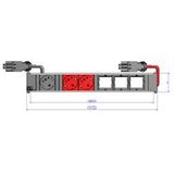 BACHMANN CONI Stekkerdoos - 1x Geaard Stopcontact Zwart - 1x CEE7/3 - 2x CEE7/3 Rood - Maatwerkmodules Leeg