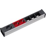 BACHMANN CONI Stekkerdoos - 1x Geaard Stopcontact Zwart - 1x CEE7/3 - 2x CEE7/3 Rood - Maatwerkmodules Leeg
