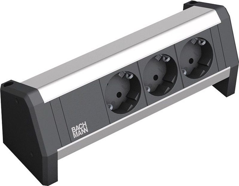 Bachmann - Desktop Stekkerdoos - Zwart/Zilver - 3 Contacten - Wieland GST18®