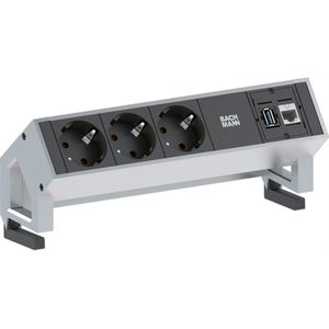 Bachmann - 902.501 - Stekkerdoos - Zwart, Zilver - 3-voudig - Met USB A/A 3.0-module