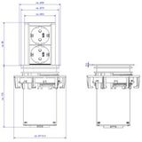 Bachmann Elevator - Inbouw Stopcontact - 2x 230V - RVS deksel - 2 meter aansluitsnoer