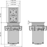 Bachmann Elevator - Inbouw Stopcontact - 2x 230V - RVS deksel - 2 meter aansluitsnoer