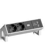 Bachmann - Deskdock - Stekkerdoos - 2 Stopcontacten - 2 USB Poorten - Aluminium