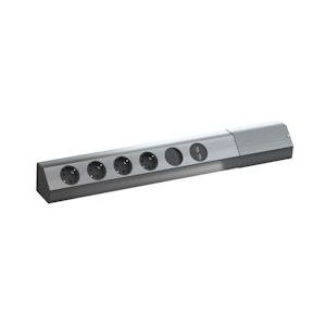 BACHMANN CASIA 4x geaard stopcontact, schakelaar, USB oplader, Roestvrij staal - meerkleurig 923.008