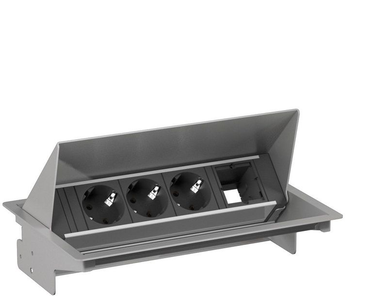 BACHMANN - CONEO Set 3x Geaard Stopcontact 1x ABD Integrated Unit - Zilver - Hoogwaardige Kwaliteit