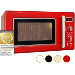 Exquisit Retro magnetron RMW720-3GDIG rood 20L grill 1000W digitaal display rood platform toren retro stijl magnetron binnenverlichting met accessoires