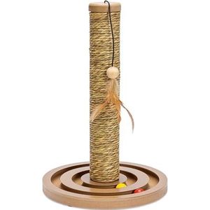 Karlie Zeegras met Speelgoed - Krabpalen - Hout/Sisal - Beige - 30x30x44 cm