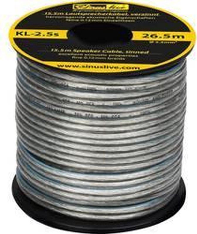 Sinuslive KL-2,5S Luidsprekerkabel 1 x 2.50 mm² Zilver 15.5 m