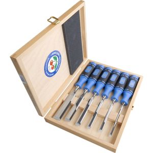 Beitelset - 6-Delig - Korte Lengte - Kunststof/Glasvezel - Houten Kist