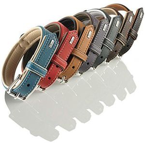 HUNTER Canadian Hondenhalsband, leer, hoogwaardig, zacht, 30 (XS), chili/mokka