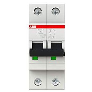 ABB S202M-C32 Miniatuur Stroomonderbreker, 2 Pool, Type C, 10/15kA Breaking Capaciteit, 32 Amp Stroom (2CDS272001R0324)