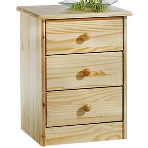 IDIMEX Nachtkastje Rondo, commode van massief grenen natuur, commode met 3 laden, landelijke stijl, massief hout