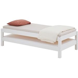 IDIMEX Stapelbed RINO 90 x 200 cm in wit van massief grenen, kinderbed met logeerbed van massief hout, ruimtebesparend stapelbed, massief houten bed