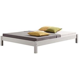 IDIMEX Futonbed Taifun van massief grenen in wit, mooi bed van 140 x 200 cm, praktisch bedframe met houten poten