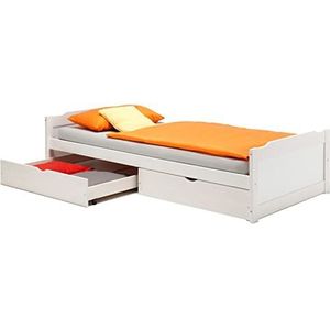 IDIMEX Bed met opbergruimte jeugd bed grenen massief wit dagbed kinderbed bed bed 90x200 cm