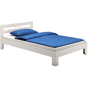 IDIMEX Massief houten bed Theo jeugdbed bedframe eenpersoonsbed met hoofdeinde massief grenen 90 x 200 cm in wit gelakt